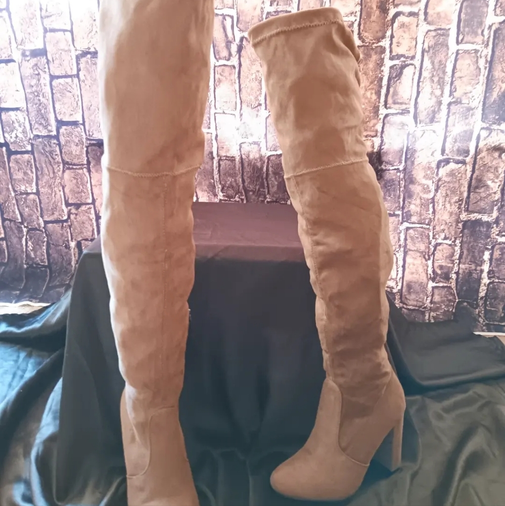 Knee High Taupe Suede Boots